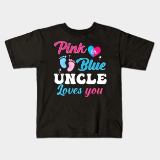 Pink Blue Uncle Love You Gender Reveal Kids T-Shirt